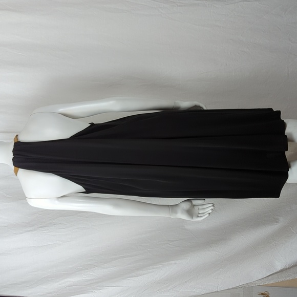 & OTHER STORIES LITTLE BLACK HALTER DRESS W/ LEATHER COLLAR US 12 EURO 42 - Picture 8 of 11